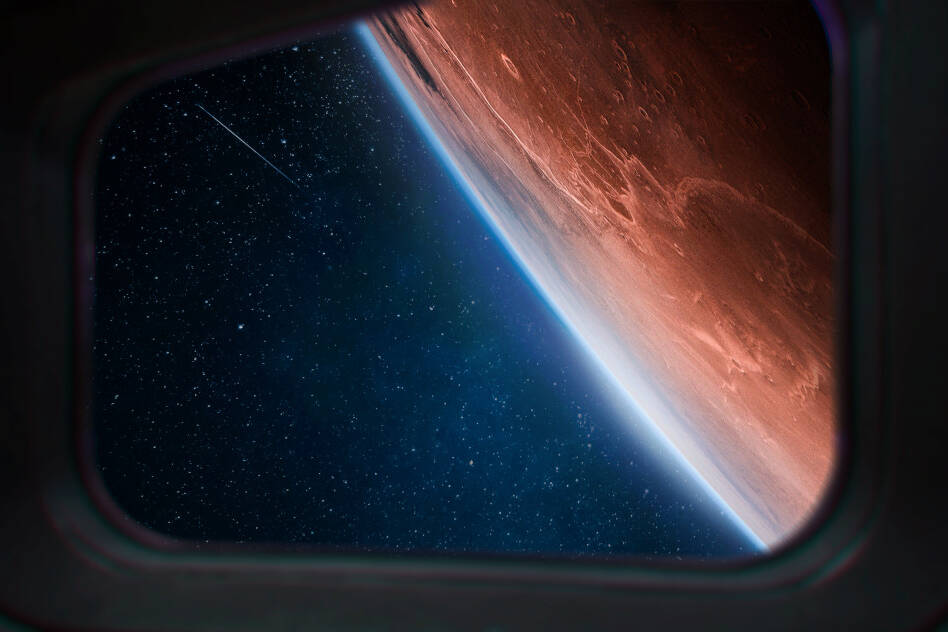 Orbit,of,planet,mars.,view,from,porthole,of,spaceship.,expedition